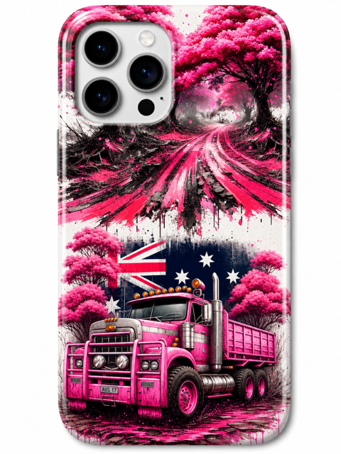 Pink Australian Road Train Magsafe Phone Case 3D Sublimation