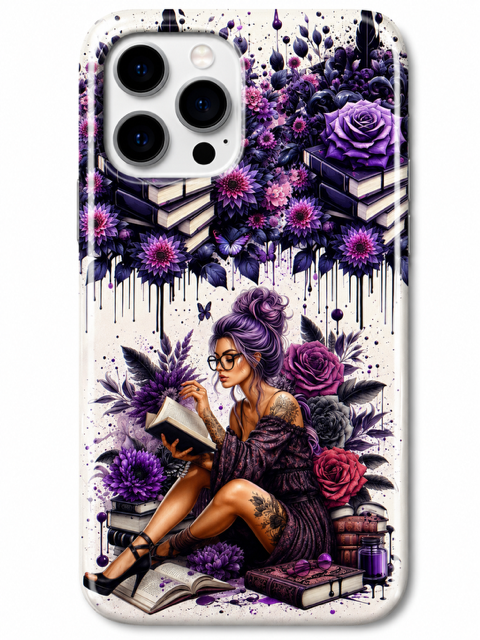Purple Book Lover Floral Magsafe Phone Case 3D Sublimation