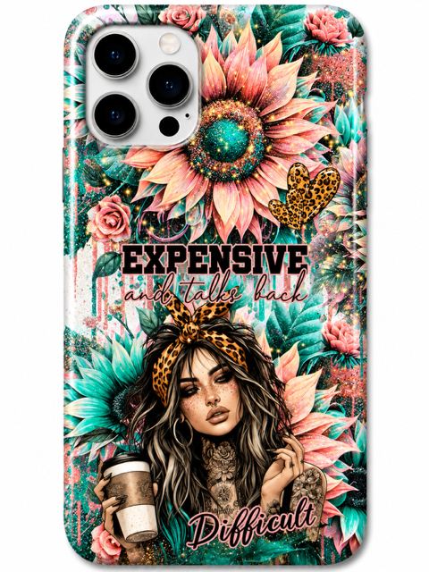 Expensive and talks back- Sunflowers and leopard print Magsafe Phone Case 3D Sublimation