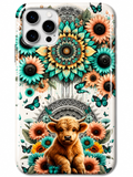 Highland Cow and large Sunflower Western Magsafe Phone Case 3D Sublimation